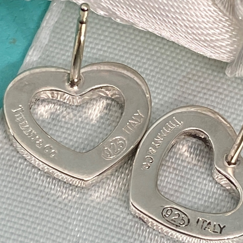 Tiffany & Co. Sterling Silver Open Heart Stud Earrings - Picture 4 of 6